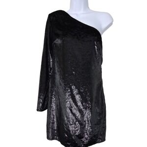 The Room Velour Mini Dress One Shoulder Sparkly Shimmer Stretch Party‎ Cocktail